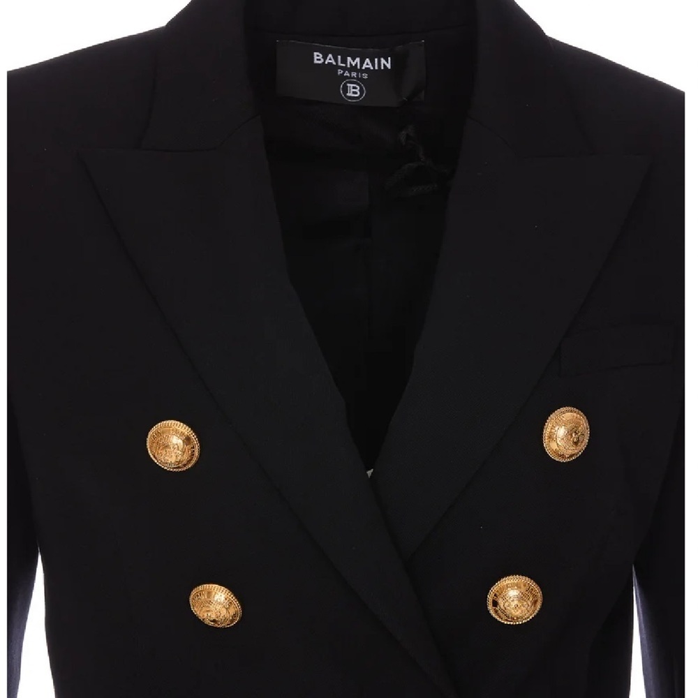 New Balmain Classic Double-Breasted Black Wool Blazer Size 36 - Picture 11 of 12